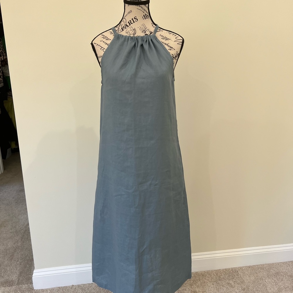 Women dress blue cotton long